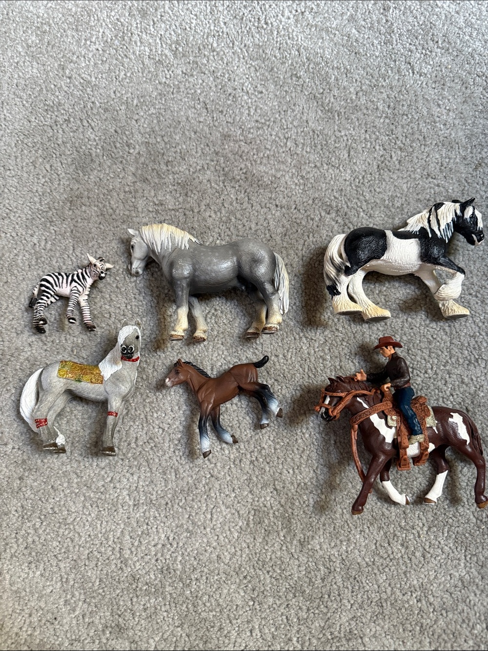 Assorted Kids Horse & Zebra Play Figures - Gray, White, Brown, Black